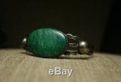 Vintage Harvey Era Navajo Sterling Silver Turquoise Cuff Bracelet