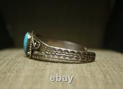 Vintage Harvey Era Navajo Sterling Silver Turquoise Cuff Bracelet