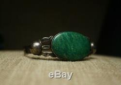 Vintage Harvey Era Navajo Sterling Silver Turquoise Cuff Bracelet