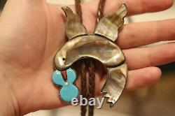 Vintage INLAY HUMMINGBIRD BOLO CAROL KEE Turquoise Coral MOP Museum piece Navajo