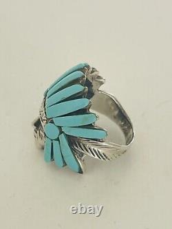 Vintage Indian Navajo Sterling Turquoise Face