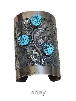 Vintage Jennifer Begay Large Navajo Sterling Silver Turquoise Cuff Bracelet