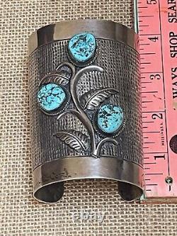 Vintage Jennifer Begay Large Navajo Sterling Silver Turquoise Cuff Bracelet