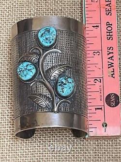 Vintage Jennifer Begay Large Navajo Sterling Silver Turquoise Cuff Bracelet