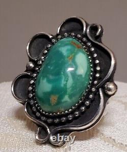 Vintage Joleen Yazzie Navajo Turquoise Ring 6 3/4 -Estate