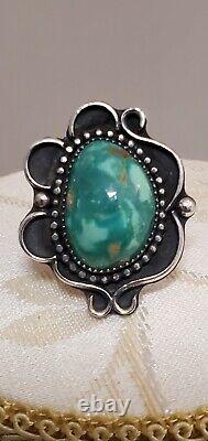 Vintage Joleen Yazzie Navajo Turquoise Ring 6 3/4 -Estate