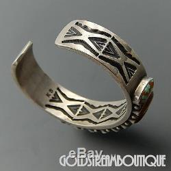 Vintage Kirk Smith Navajo 925 Silver 9 Turquoise Rug Design Thick Cuff Bracelet