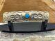 Vintage L signed Navajo Stamped Sterling SIlver Turquoise Barette-2068.24