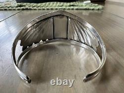 Vintage Large Chunk Turquoise Native American Navajo Sterling Silver Cuff Womens