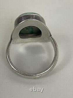 Vintage Large Handmade Navajo Kingman Turquoise 925 Sterling Silver Ring Sz 10