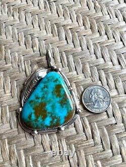 Vintage Large Navajo Silver and Turquoise Pendant, Fox Turquoise, Rose Ann Chee