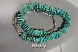 Vintage Large Santo Domingo Turquoise Navajo Bead Necklace 124 g Sterling
