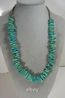 Vintage Large Santo Domingo Turquoise Navajo Bead Necklace 124 g Sterling