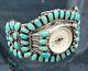 Vintage Larry Moses Begay Navajo Sterling Silver Turquoise Cluster Watch Cuff