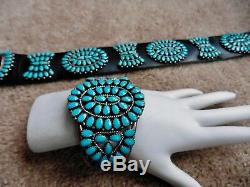 Vintage Larry Moses Begay Turquoise Cluster Concho Belt Sleeping Beauty Turq