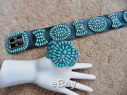 Vintage Larry Moses Begay Turquoise Cluster Concho Belt Sleeping Beauty Turq