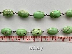 Vintage Lime Green Turquoise Navajo Sterling Silver Gemstone Necklace Stamped