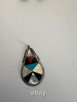 Vintage Lot Navajo Sterling And Turquoise Necklace Earrings Pendant