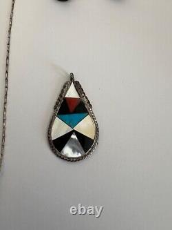 Vintage Lot Navajo Sterling And Turquoise Necklace Earrings Pendant