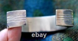 Vintage MODERNIST GEOMETRIC TURQUOISE STERLING cuff bracelet Navajo Hopi signed