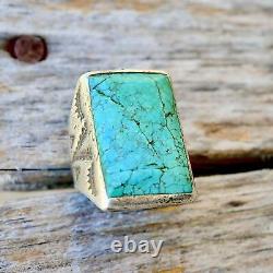 Vintage Mens Turquoise Ring Size 8 Bell Trading Post Southwest Sterling Old Pawn