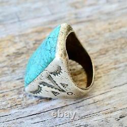 Vintage Mens Turquoise Ring Size 8 Bell Trading Post Southwest Sterling Old Pawn