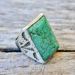 Vintage Mens Turquoise Ring Size 8 Bell Trading Post Southwest Sterling Old Pawn