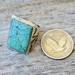 Vintage Mens Turquoise Ring Size 8 Bell Trading Post Southwest Sterling Old Pawn