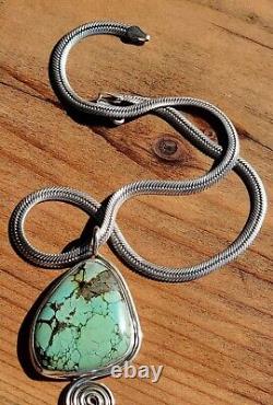 Vintage Mexico 925 Sterling Silver Royston Boulder Turquoise Pendant Fine