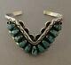 Vintage NAVAJO Petit Point Cluster Turquoise & Sterling Silver Cuff Bracelet 925