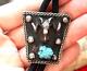 Vintage NAVAJO RAM'S HEAD + TURQUOISE STERLING bolo signed BIGHORN SHEEP Gertie