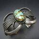 Vintage NAVAJO Sand Cast Sterling Silver and TURQUOISE Cuff BRACELET 61g
