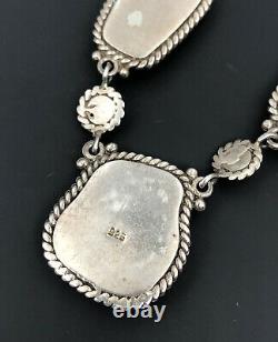 Vintage NAVAJO Sterling Silver BLUE TURQUOISE Link Toggle Necklace 18