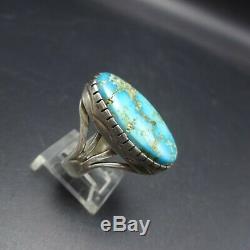 Vintage NAVAJO Sterling Silver EASTER BLUE TURQUOISE RING size 8.5 Wide Band
