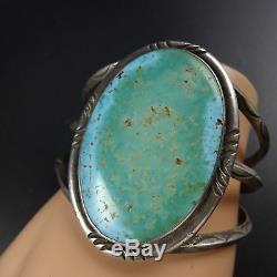 Vintage NAVAJO Sterling Silver Light Blue & Green TURQUOISE Cuff BRACELET 57.8g