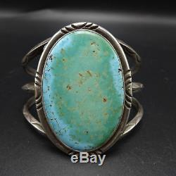 Vintage NAVAJO Sterling Silver Light Blue & Green TURQUOISE Cuff BRACELET 57.8g