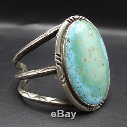 Vintage NAVAJO Sterling Silver Light Blue & Green TURQUOISE Cuff BRACELET 57.8g