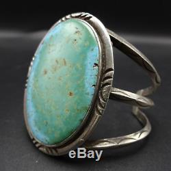 Vintage NAVAJO Sterling Silver Light Blue & Green TURQUOISE Cuff BRACELET 57.8g