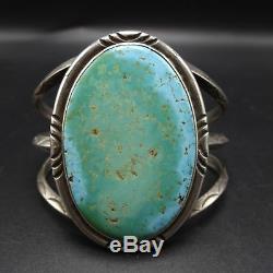 Vintage NAVAJO Sterling Silver Light Blue & Green TURQUOISE Cuff BRACELET 57.8g