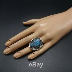 Vintage NAVAJO Sterling Silver NATURAL BLUE MORENCI TURQUOISE RING size 8