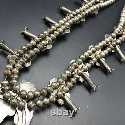 Vintage NAVAJO Sterling Silver NATURAL TURQUOISE CABS Squash Blossom NECKLACE