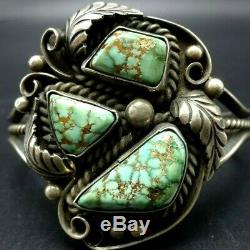 Vintage NAVAJO Sterling Silver ROYSTON TURQUOISE Webbed Matrix Cuff BRACELET