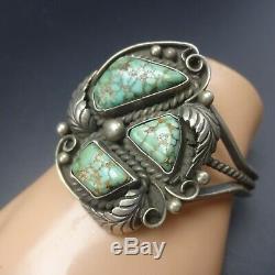 Vintage NAVAJO Sterling Silver ROYSTON TURQUOISE Webbed Matrix Cuff BRACELET