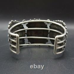 Vintage NAVAJO Sterling Silver SLEEPING BEAUTY TURQUOISE Cluster Cuff BRACELET