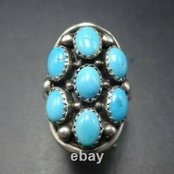 Vintage NAVAJO Sterling Silver SLEEPING BEAUTY TURQUOISE Cluster RING size 9
