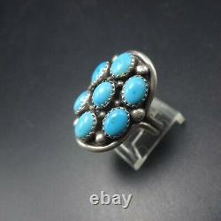 Vintage NAVAJO Sterling Silver SLEEPING BEAUTY TURQUOISE Cluster RING size 9