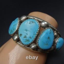 Vintage NAVAJO Sterling Silver & Sleeping Beauty TURQUOISE Cuff BRACELET 58.9g