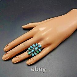 Vintage NAVAJO Sterling Silver TURQUOISE Cluster RING size 7 Applied Raindrops