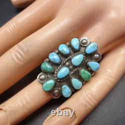 Vintage NAVAJO Sterling Silver TURQUOISE Cluster RING size 7 Applied Raindrops