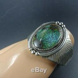 Vintage NAVAJO Sterling Silver TURQUOISE Cuff BRACELET Tight Spiderweb Matrix